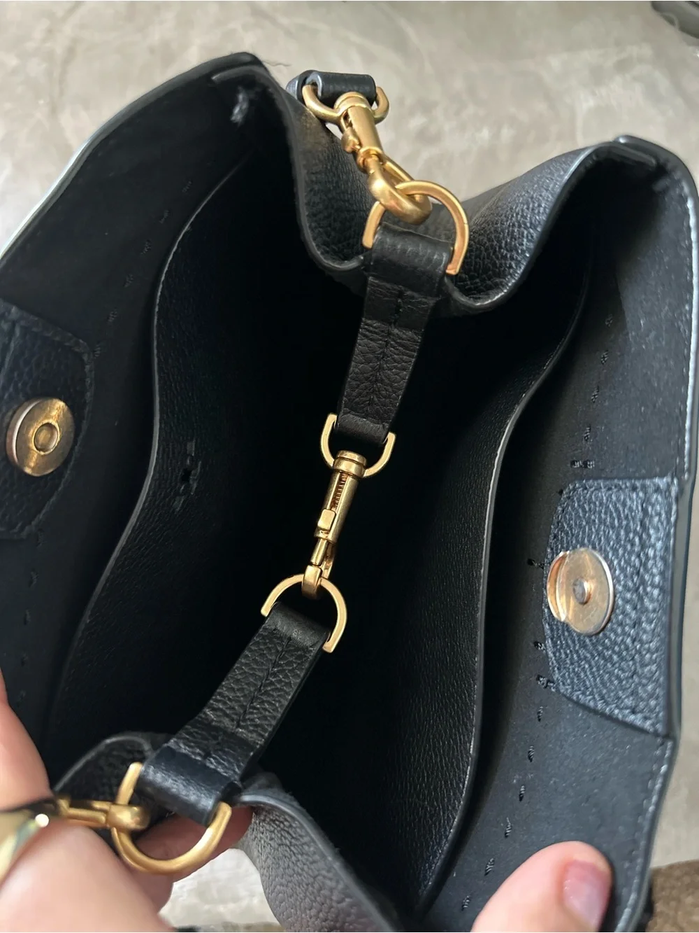 Tory Burch Black Pebbled Leather Shoulder Hobo with Logo